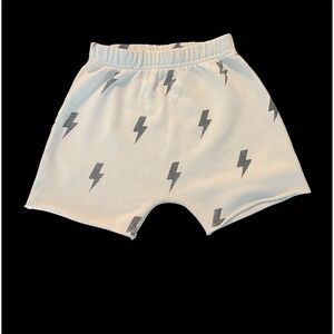 Grayson Mini Kids Lightning Bolt Print French Terry Shorts Cream Grey (0885)